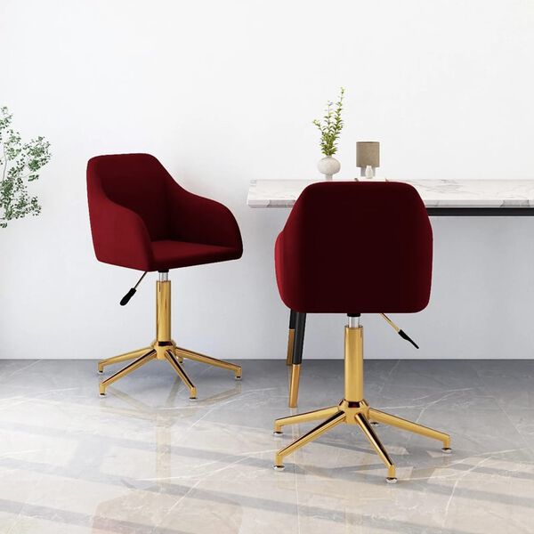 vidaXL Chaises &agrave; manger pivotantes lot de 2 rouge bordeaux velours