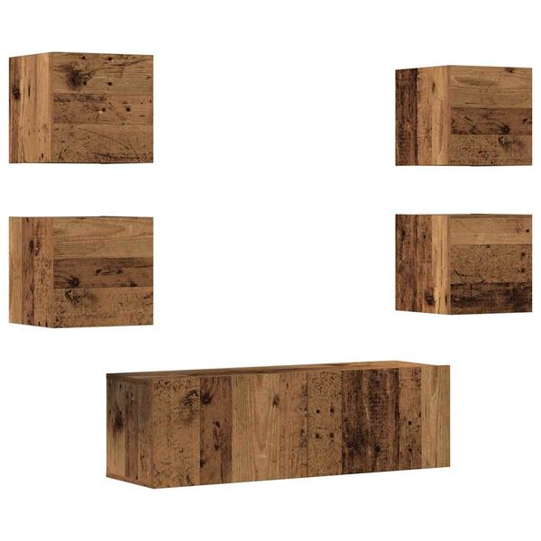 vidaXL Ensemble de meuble TV mural 5 pcs vieux bois bois d'ing&eacute;nierie