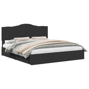 vidaXL Lit de Rangement R&eacute;glable Noir 200 x 200 cm Bois d'ing&eacute;nierie