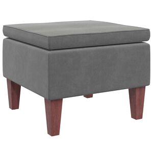 vidaXL Tabouret avec pieds en bois Gris fonc&eacute; Velours