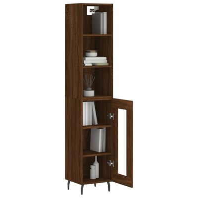 vidaXL Buffet haut Chêne marron 34,5x34x180 cm Bois d'ingénierie