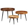 vidaXL Ensemble de tables 3 pcs Bois de manguier massif et acier