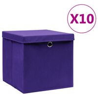 vidaXL Boîtes de rangement avec couvercles 10 pcs 28x28x28 cm Violet