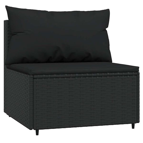 vidaXL Salon de jardin 3 pcs avec coussins Noir R&eacute;sine tress&eacute;e