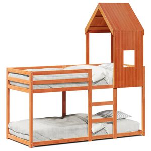 vidaXL Lit superpos&eacute; sans matelas cire marron 90x200 cm pin massif