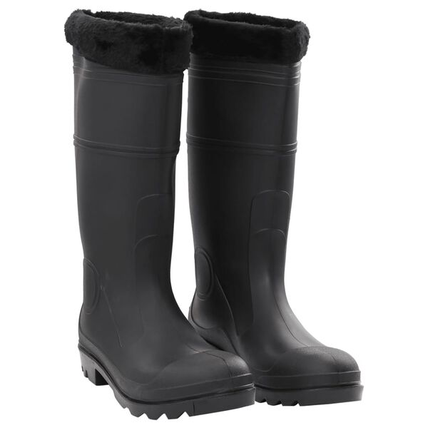 vidaXL Bottes de pluie avec chaussettes amovibles noir taille 44 PVC