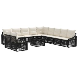 vidaXL Ensemble de canap&eacute; de jardin 12 pc Noir polyrotin