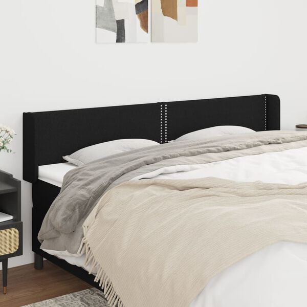 vidaXL T&ecirc;te de lit avec oreilles Noir 203x16x78/88 cm Tissu
