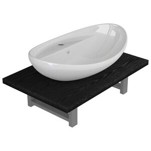 vidaXL Meuble de salle de bain en deux pi&egrave;ces C&eacute;ramique Noir