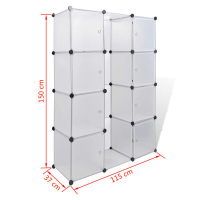 vidaXL Armoire modulaire 9 compartiments 37x115x150 cm blanc