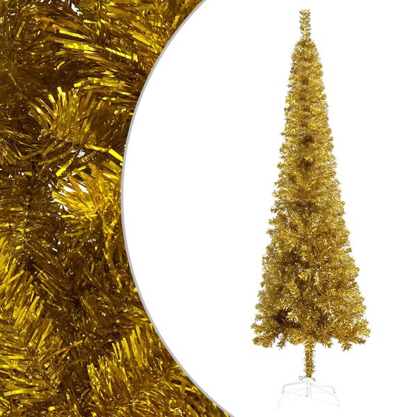 vidaXL Sapin de No&euml;l &eacute;troit Dor&eacute; 120 cm