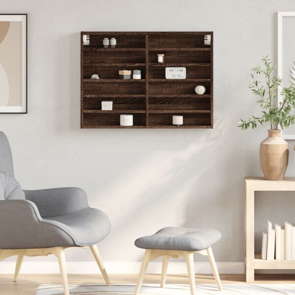 vidaXL Armoire &agrave; vitrine ch&ecirc;ne marron 80x8,5x58 cm bois d'ing&eacute;nierie