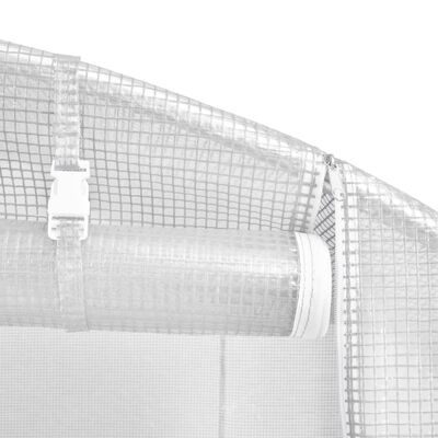 vidaXL Serre avec cadre en acier blanc 10 m² 5x2x2,3 m