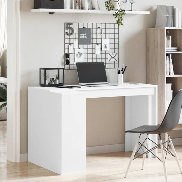 vidaXL Bureau blanc 123,5x73,5x75 cm bois d'ing&eacute;nierie