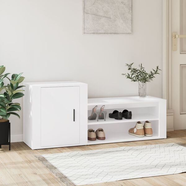 vidaXL Armoire &agrave; chaussures Blanc 130x35x54 cm Bois d'ing&eacute;nierie