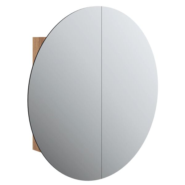 vidaXL Armoire de salle de bain miroir rond et LED Ch&ecirc;ne 54x54x17,5 cm