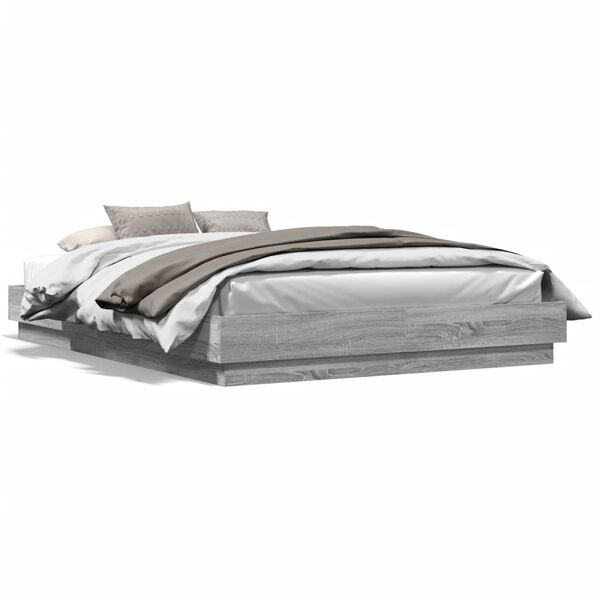 vidaXL Cadre de lit sans matelas sonoma gris 120x200 cm