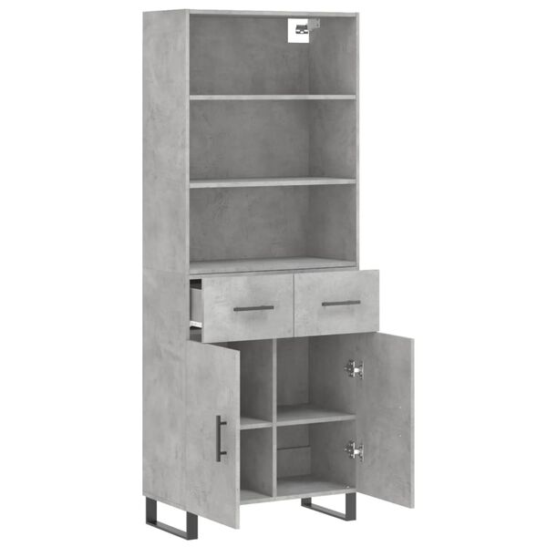 vidaXL Buffet haut Gris b&eacute;ton 69,5x34x180 cm Bois d'ing&eacute;nierie