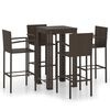 vidaXL Ensemble de bar d'ext&eacute;rieur 5 pcs accoudoir Poly rotin Marron