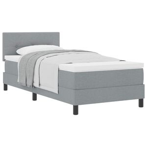 vidaXL Lit &agrave; ressorts avec t&ecirc;te de lit Gris clair 90 x 190 cm tissu