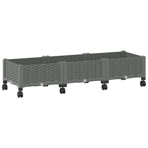 vidaXL Jardini&egrave;re avec Roues Gris clair 120 x 40 x 33 cm PP