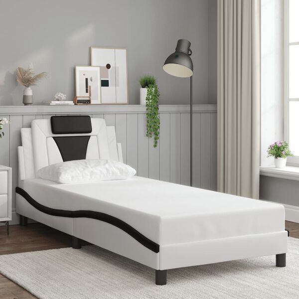 vidaXL Cadre de lit Viana avec LED sans matelas blanc et noir 80x200 cm