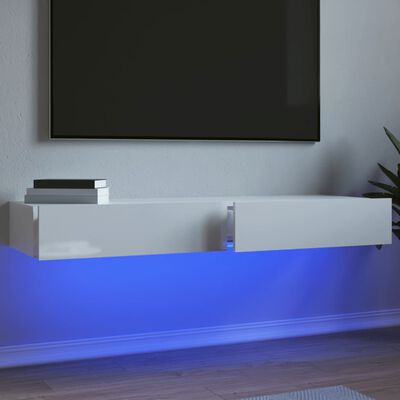 vidaXL Meubles TV avec lumières LED 2 pcs blanc brillant 60x35x15,5 cm
