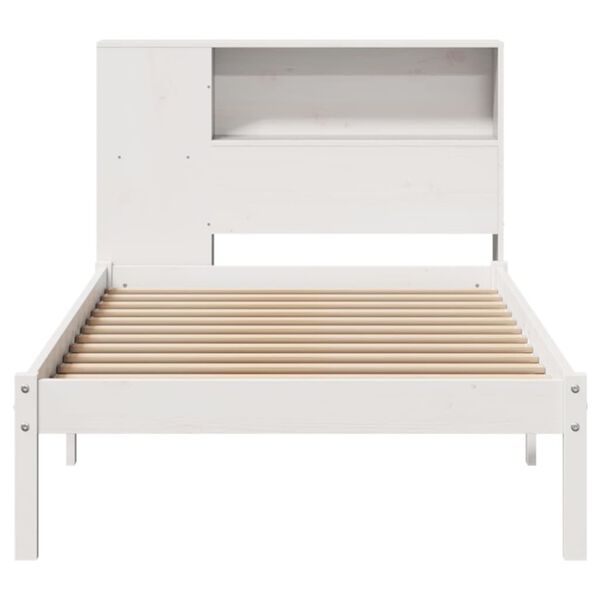 vidaXL Lit biblioth&egrave;que sans matelas blanc 90x200cm bois de pin massif