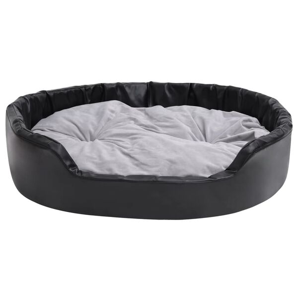vidaXL Lit chiens Noir et gris 99x89x21 cm Peluche et similicuir