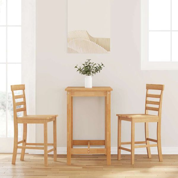 VidaXL Tabourets de bar 2 pcs naturel bois massif d'h&eacute;v&eacute;a