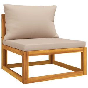 vidaXL Canap&eacute; central de jardin et coussins taupe bois massif d'acacia