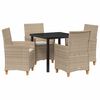 vidaXL Ensemble de salle &agrave; manger pour jardin 5 pc Beige polyrotin