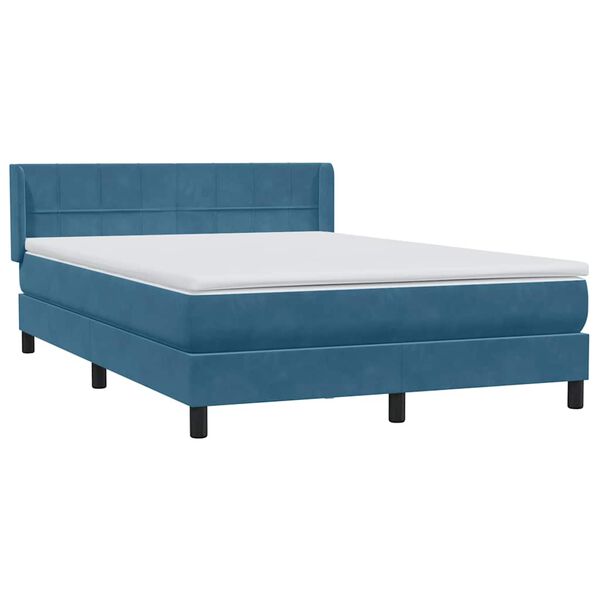 vidaXL Sommier &agrave; lattes de lit et matelas Bleu fonc&eacute; 160x220cm Velours