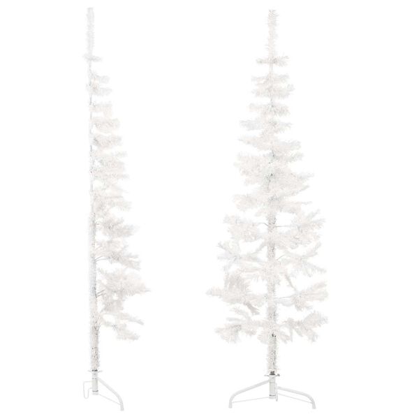 vidaXL Demi sapin de Noël artificiel mince avec support Blanc 120 cm
