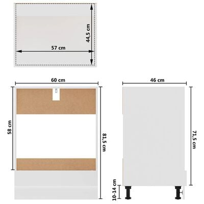 vidaXL Armoire à four Blanc 60x46x81,5 cm Bois d’ingénierie