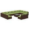 vidaXL Salon de jardin 13 pcs avec coussins Marron R&eacute;sine tress&eacute;e