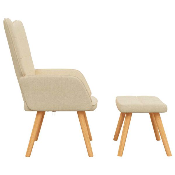 vidaXL Chaise de relaxation avec tabouret Crème Tissu