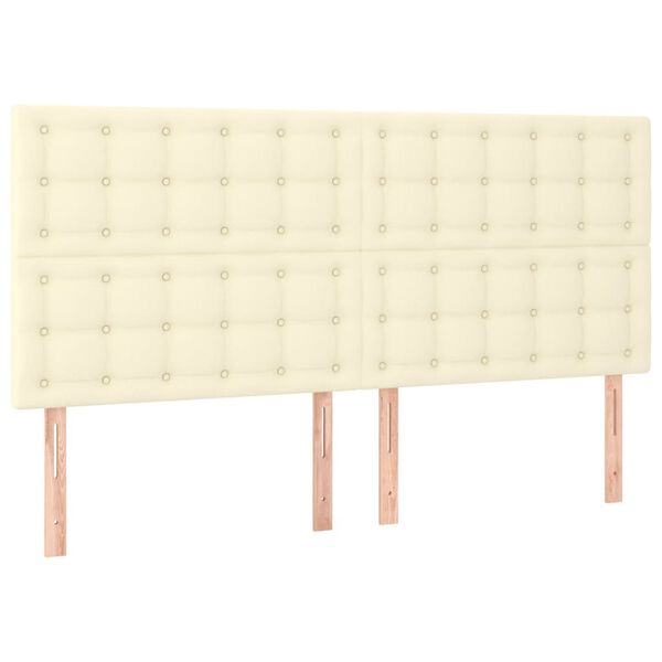 vidaXL T&ecirc;te de lit &agrave; LED Cr&egrave;me 200x5x118/128 cm Similicuir