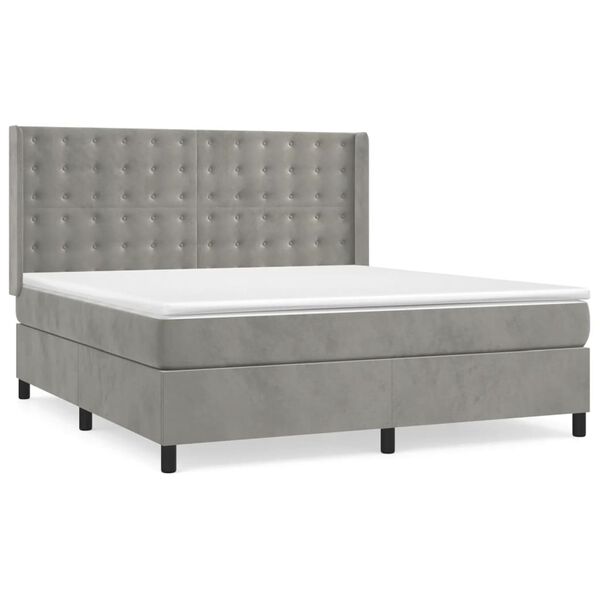 vidaXL Sommier &agrave; lattes de lit et matelas Gris clair 160x200cm Velours