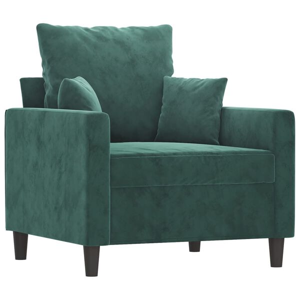 vidaXL Fauteuil avec repose-pied Vert fonc&eacute; 60 cm Velours
