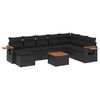 vidaXL Salon de jardin 9 pcs avec coussins noir r&eacute;sine tress&eacute;e