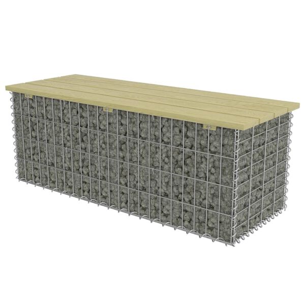vidaXL Banc &agrave; gabion 120 cm Acier galvanis&eacute; et pin&egrave;de