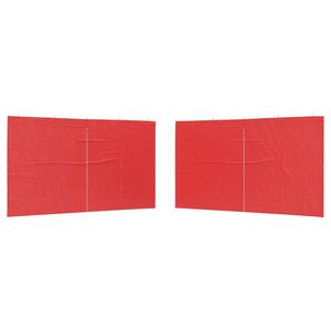vidaXL Mur de tente de f&ecirc;te 2 pi&egrave;ces 400 x 195 cm Rouge PE et acier