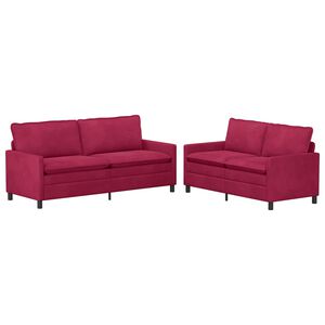 vidaXL Ensemble de Canap&eacute;s 2 pcs Bordeaux Velours