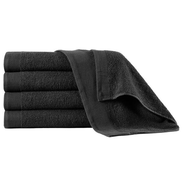 vidaXL Serviettes de douche 5 pcs Coton 450 g/m&sup2; 70x140 cm Noir