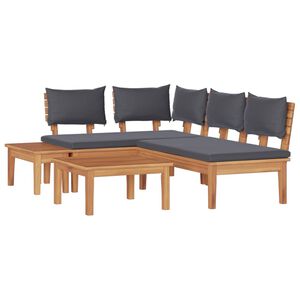 vidaXL Ensemble de canap&eacute; de jardin 4 pcs Marron et gris