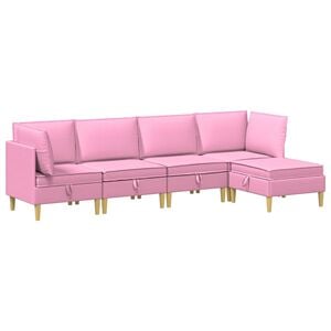 vidaXL Canap&eacute; modulaire avec rangement 5 pcs Rose Tissu