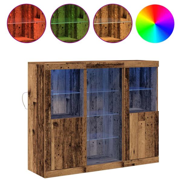 vidaXL Buffet LED Bois ancien 123 x 37 x 100 cm Bois d'ing&eacute;nierie