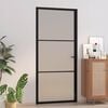 vidaXL Porte int&eacute;rieure 93x201,5 cm Noir Verre mat et aluminium