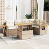 vidaXL Salon de jardin 6 pcs avec coussins beige r&eacute;sine tress&eacute;e acacia